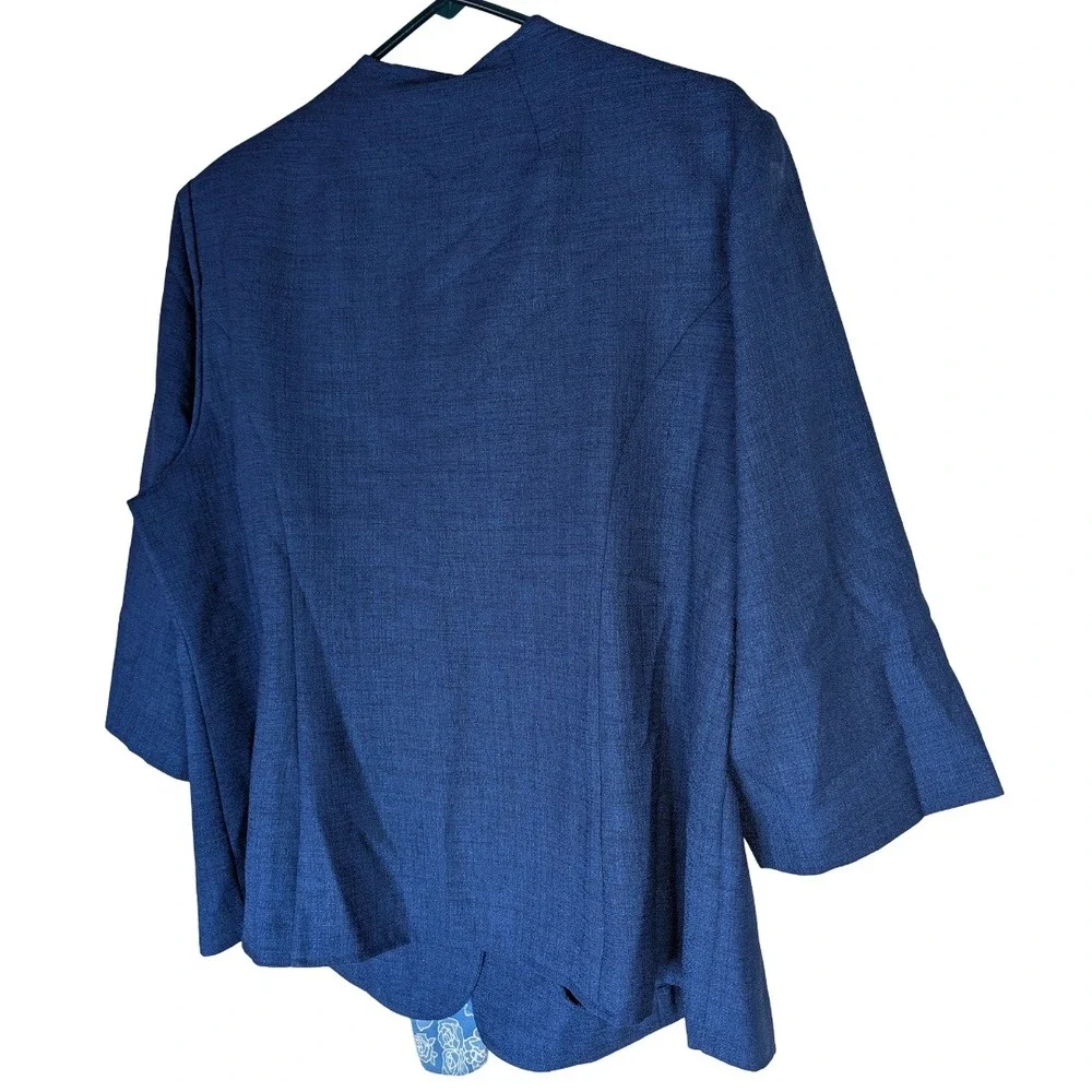 Leslie Fay Blazer Womens 20WP Blue 3/4 Sleeve Button Front Scarf Included NWT AC